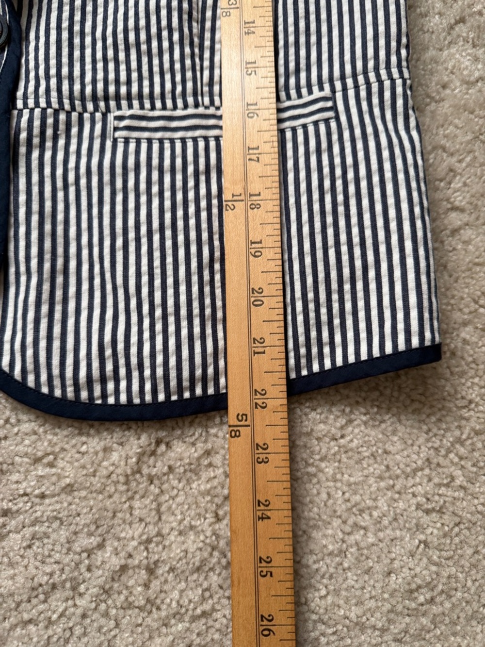 Sandro Navy & white striped pleated hip blazer - Picture 4 of 10